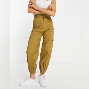 Glamorous cuffed cargo trousers in khaki Size 4 (13.5”)